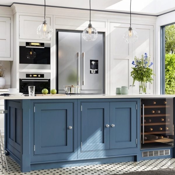 Beautiful blue kitchen to enjoy after recurring service clean